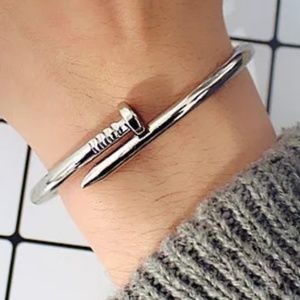 Titanium stainless steel nail bangle bracelet